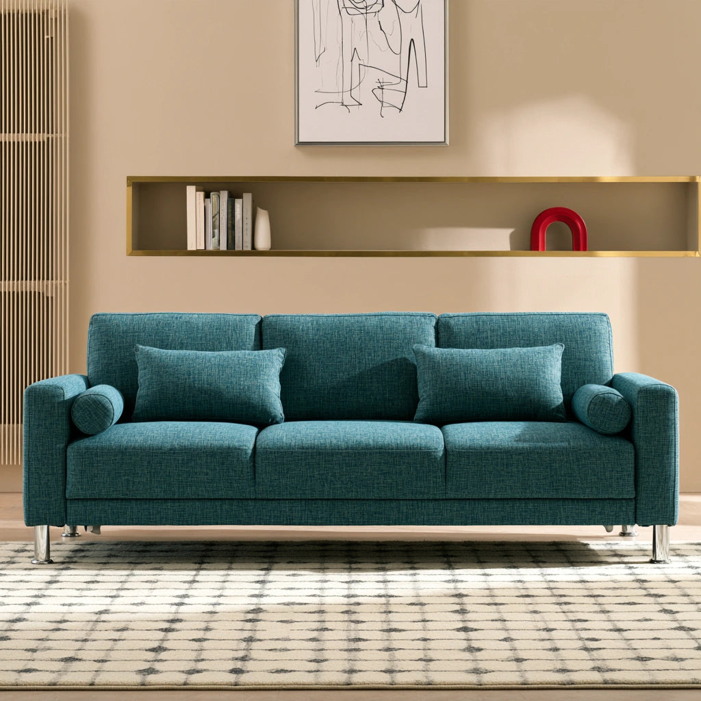 Modułowa sofa rozkładana, o nowoczesnej formie, kolor: niebieski i morski