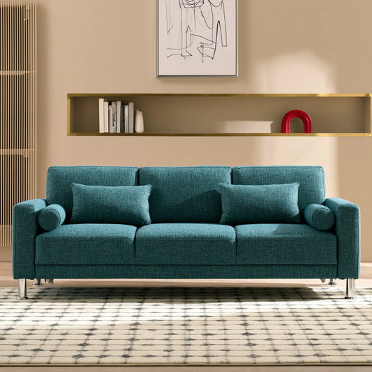 Modułowa sofa rozkładana, o nowoczesnej formie, kolor: niebieski i morski